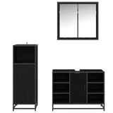 Bathroom Furniture Set 3 pcs Black Oak Engineered Wood 3402419