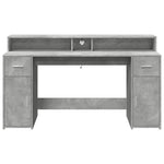 Desk with LED Lights Concrete Grey 160x55x91 cm Engineered Wood 3309432