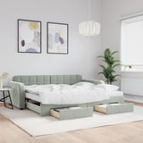 Daybed with Trundle and Drawers Light Grey 90x190 cm Velvet 3197025