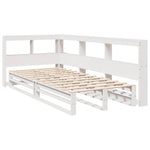 ZNTS Bookcase Bed without Mattress White 75x190cm Solid Wood Pine 3324524