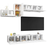 7 Piece TV Cabinet Set White Engineered Wood 3078729