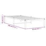 Metal Bed Frame without Mattress Black 90x190cm 373647