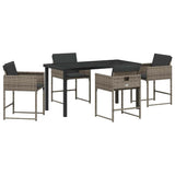Garden Dining Set with Cushion 5 pcs Grey Poly Rattan 3380013