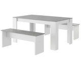 Dining Table with 2 benches Dining Table Set for Kitchen, Dining Room, Small Space Artificial Marble N606P375234G