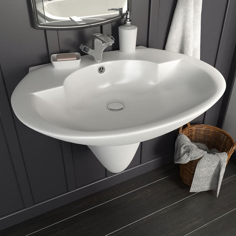 Wall-mounted Basin Ceramic White 690x520x210 mm 143009