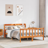 Bed Frame with Headboard without Mattress Wax Brown 120x190 cm Small Double 3306592
