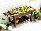 46 x 94cm Wooden Raised Planter, with Shelves - Carbonised T3398P320183