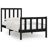 Bed Frame without Mattress Black 100x200 cm Solid Wood 3106827