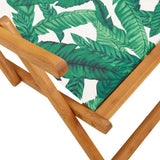 Folding Chair Leaf Pattern Solid Wood Eucalyptus and Fabric 366562