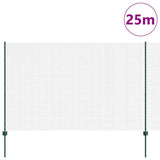 Welded Wire Fence with Posts 25 x 1.6 m PVC-Coated Steel Green 3336496