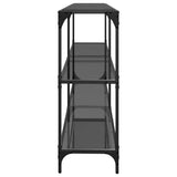 Console Table with Black Glass Top 194.5x30x81 cm Steel 846035