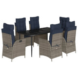 7 Piece Garden Dining Set with Cushions Grey Poly Rattan 3213299