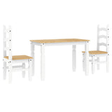 ZNTS 3 Piece Dining Set Panama White Solid Wood Pine 3345196