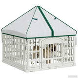 4 Panel Dog Playpen with Roof White 88 x 58 cm Plastic 42027220