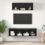TV Cabinet Set Wall-mounted 2 pcs Black Oak Engineered Wood 3393355