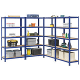 5-Layer Storage Shelves 4 pcs Blue Steel&Engineered Wood 3307607