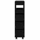 Bathroom Furniture Set with Wheel Black Oak 65 x 23 x 87 cm 869072