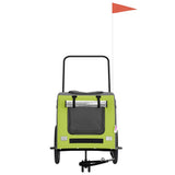 Pet Bike Trailer Green and Grey Oxford Fabric and Iron 93857
