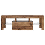 TV Cabinet with LED Lights Old Wood 120x36.5x40 cm Engineered Wood 856301