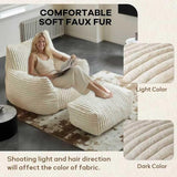 Bean Bag Chair Footrest, Soft Comfy Velvet Fur Fabric Lazy Sofa, High-Density Shredded Foam T5592P445292