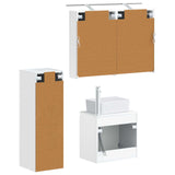 Bathroom Furniture Set 4 pcs White Engineered Wood and Glass 3407431