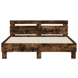 Bed Frame Smoked Oak Engineered wood Double Modern Bed Frame 3207424