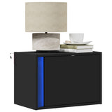 Wall-mounted Bedside Cabinets with LED Lights 2 pcs Black 852092