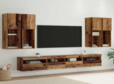 TV Wall Cabinet Set with LED Lights with LED 7 pcs Old Wood 3402794