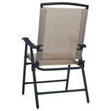 Chair Set of 2 Taupe Textilene, Steel Medium Foldable Chair 47925
