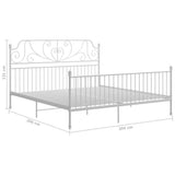 Bed Frame White Powder-coated metal Double Durable Bed Frame 324860
