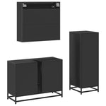 ZNTS 3 Piece Bathroom Furniture Set Black Engineered Wood 3301060