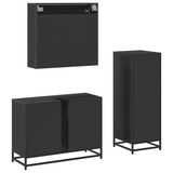 ZNTS 3 Piece Bathroom Furniture Set Black Engineered Wood 3301060