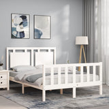 Bed Frame without Mattress White Small Double Solid Wood Pine 3192137