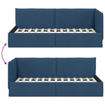 Corner Bed Frame with Headboard Blue 90 x 200 cm Fabric 42016470