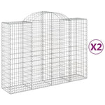 Arched Gabion Baskets 2 pcs 200x50x140/160 cm Galvanised Iron 3146362