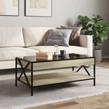 ZNTS Coffee Table with Infinity LED Sonoma Oak 90x50x38 cm 847708