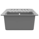 Granite Kitchen Sink Single Basin with Drainer Reversible Grey 141670