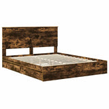 Storage Bed with Drawer Smoked Oak 160 x 200 cm Engineered Wood 3411191
