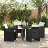 Garden Dining Set with Cushion 5 pcs Black Poly Rattan 3379940