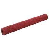 Chicken Wire Fence Steel with PVC Coating 25x1.2 m Red 143308