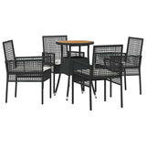 Garden Dining Set 5 pcs Black Poly rattan 3334952