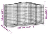 Arched Gabion Baskets 14 pcs 200x50x140/160 cm Galvanised Iron 3145694