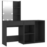 LED Dressing Table with Cabinet Black Engineered Wood 3082018
