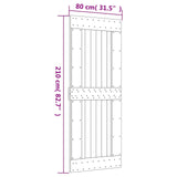 Sliding Door Natural and Black 80 x 210 cm Solid Pine Wood 3444976