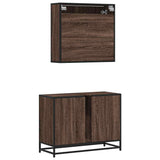 ZNTS 2 Piece Bathroom Furniture Set Brown Oak Engineered Wood 3300934