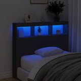 Headboard Cabinet with LED Black 120x17x102 cm 839190