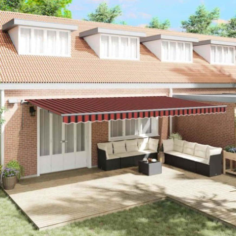 Retractable Awning Manual Orange and brown 600 x 300 cm Fabric 3331594