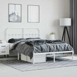 Metal Bed Frame without Mattress with Headboard White 150x200cm 352629
