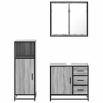 ZNTS 3 Piece Bathroom Furniture Set Grey Sonoma Engineered Wood 3300958