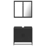 ZNTS 2 Piece Bathroom Furniture Set Black Engineered Wood 3300885